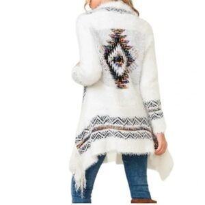 Northern Angel | Cozy White Patterned Women's Sweater | Small